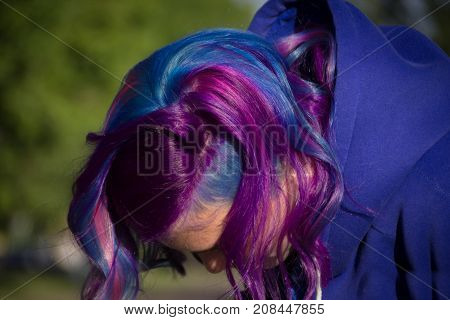 Girl with extreme hair color, mermaid, Malvina
