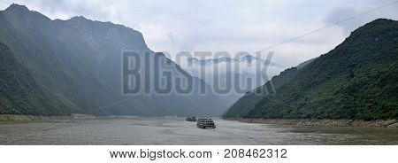 Majestic Three Gorges and Yangtze River in Hubei province in China.