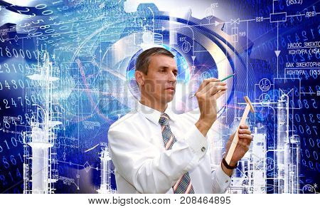 Industrial technology. engineer designer. manufacturing designing.Industry concept