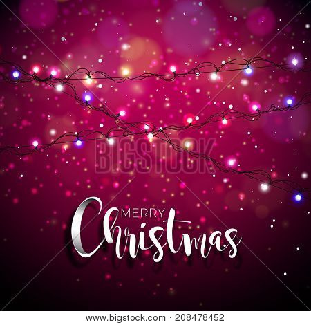 Vector illustration on a christmas theme with glowing lights and typography. Creative Holiday design for greeting card