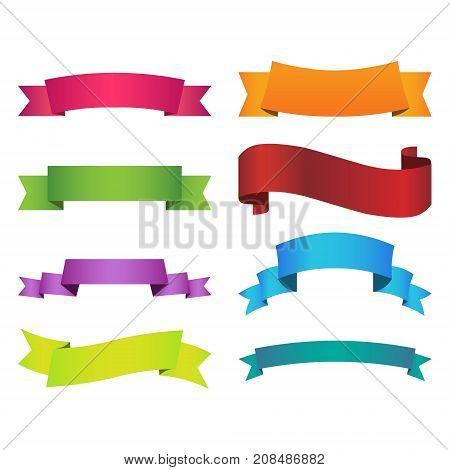 Ribbon set color on white background. Vector illustration
