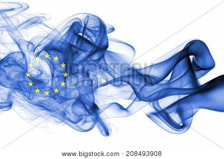 Smoke flag of European union eu isolated on white background