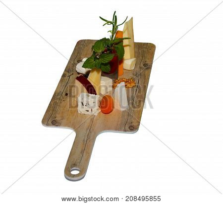cheese platter. Appetizing pieces of the best cheeses. Beautiful table layout.