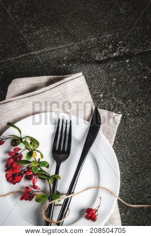Set Of Cutlery With Autumn Decoration