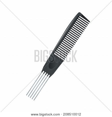 Cartoon trendy metal pin tail comb for multy purposy use icon. Salon and professional fashion accessories vector illustration.