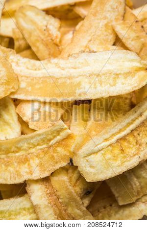Stock Photo of Healthy Homemade Kela or Banana chips or wafers or Plantain Chips, selective focus