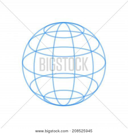 Globe world icon. Blue sphere symbol vector illustration for print or web design.