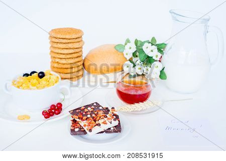 Image of different healthy food made of weat