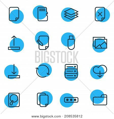 Editable Pack Of Parole, Flash Drive, Gallery And Other Elements.  Vector Illustration Of 16 Storage Icons.