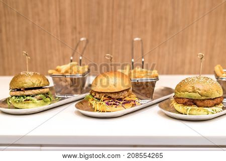 Hamberger with fries fast food