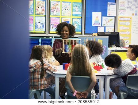 Group of diverse students at daycare