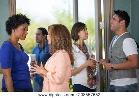 Welcome team in the lobby of a building.