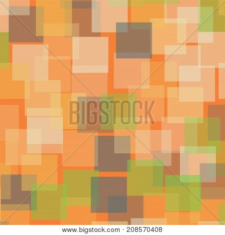 Abstract Squares Pattern. Orange Geometric Background. Wondrous Random Squares. Geometric Chaotic De