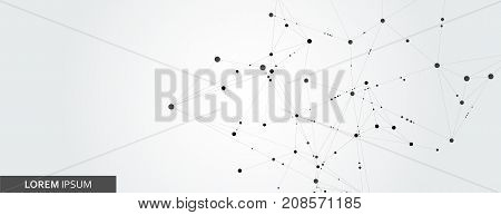 Abstract connection structure on banner template. Vector science and technology background.