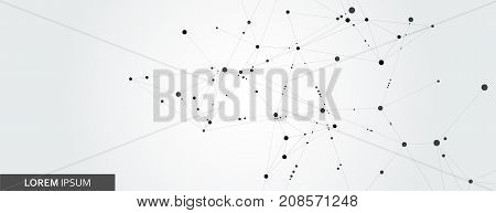 Abstract connection structure on banner template. Vector science and technology background.
