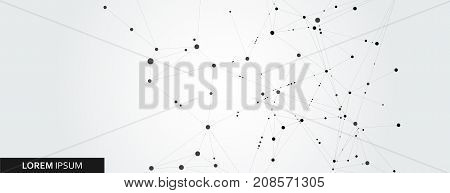 Abstract connection structure on banner template. Vector science and technology background.
