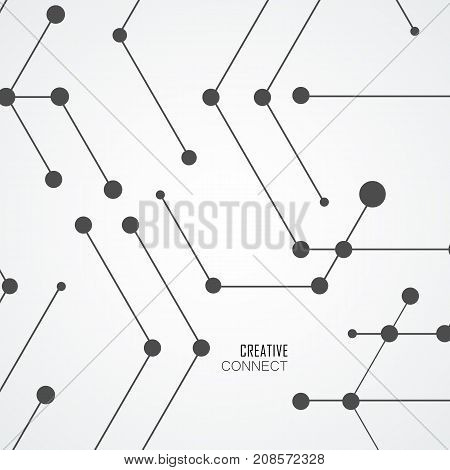 Hexagonal structure molecule design with connected dots and line.