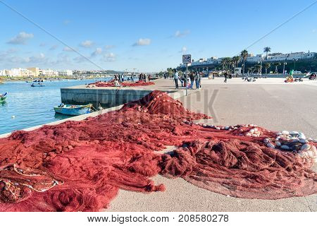 Fishing Net On Harbor. Rabat. Morocco