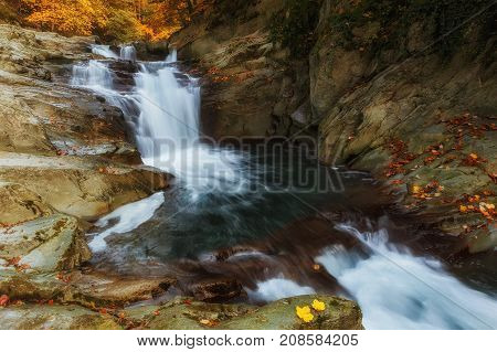 Cubo waterfall in autumn at Irati forest