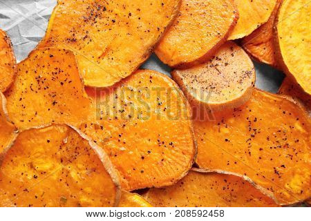 Cooked sweet potato, closeup