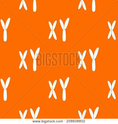 Human chromosomes pattern repeat seamless in orange color for any design. Vector geometric illustration