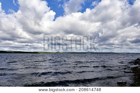 Day Lake In White Cloudy Weather