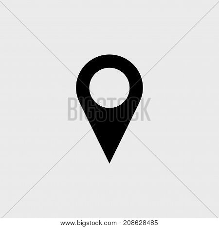 Map pin flat vector icon on a gray background