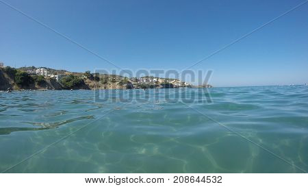 Landscape of Crete, Europe. Sea and the mountains.