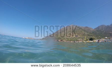 Landscape of Crete, Europe. Sea and the mountains.
