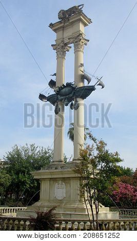 view of a pretty foutain in seville ( spain )