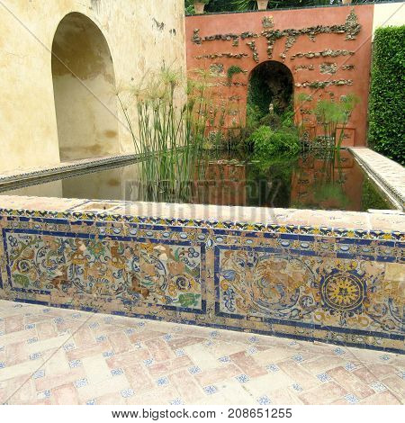 view of a pretty foutain in seville ( spain )