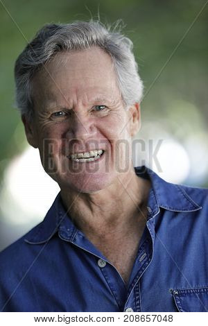 Closeup Head Shot Mature Man Smiling