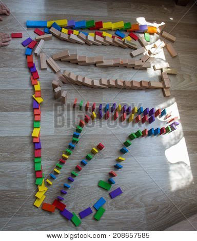 Coorful Domino Blocks On White Background
