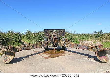 German World War Two field gun in Normandy, France