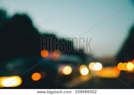 blured Night lights of cars at city streets