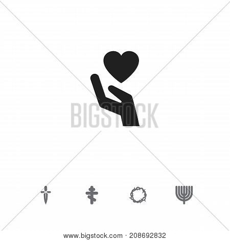 Set Of 5 Editable Religion Icons. Includes Symbols Such As Poniard, Christ Wreath, Save Love And More