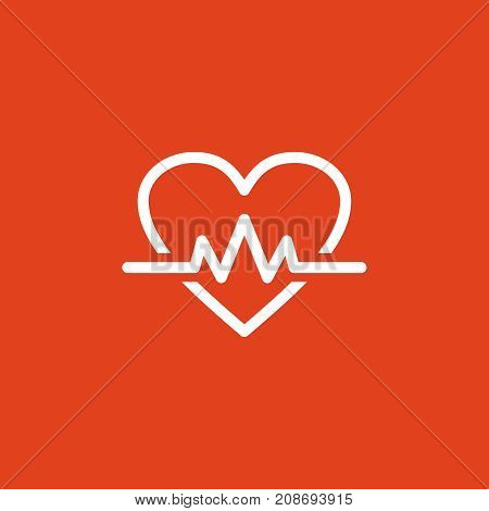 Cardio flat vector icon on a red background
