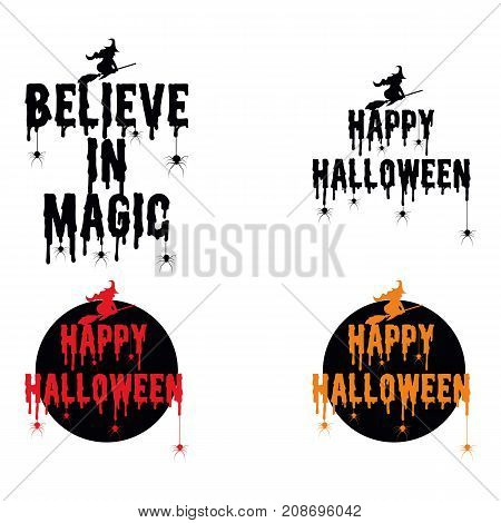 Witch Happy Halloween horror symbol cartoon illustration vector