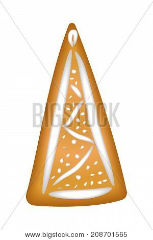 Gingerbread with glaze. Close-up. Christmas homemade cakes. Isolated on white background without shadow. Christmas tree.