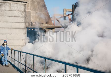 Production Of Coke. Coke Is Extinguished Water. Steel Works. Nlmk. Altai Coke.