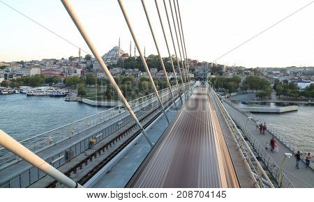 Golden Horn Metro Bridge In Istanbul, Turkey