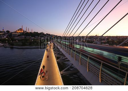 Golden Horn Metro Bridge In Istanbul, Turkey