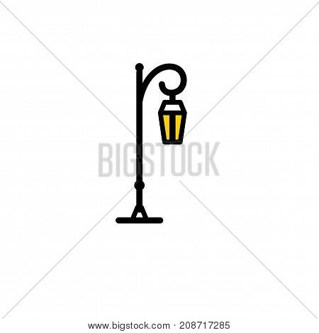 Outline streetlight icon. Isolated parks design element vector illustration on white background in lineart new moderm style
