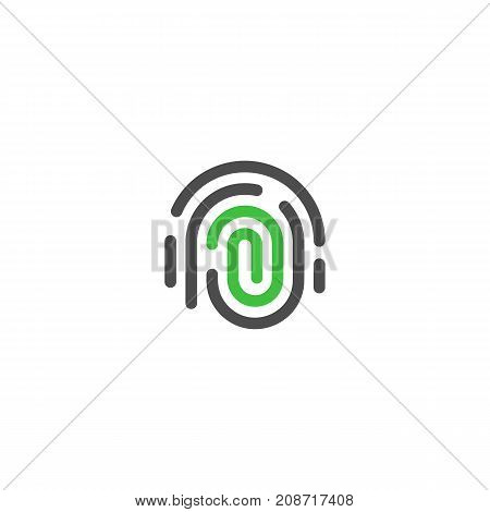 Identification of person, thumbprint vector abstract logo. Security technology, personal web safety of information. ID lock. Cyberpolice icon