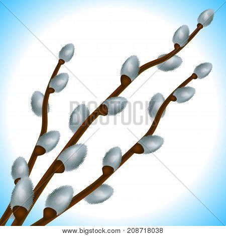 Vector background with willow tree branch for easter greeting card