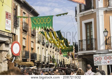Tourism, traditional medieval festival in the streets of Alcala de Henares, Madrid Spain