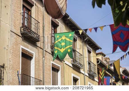 Tourism, traditional medieval festival in the streets of Alcala de Henares, Madrid Spain