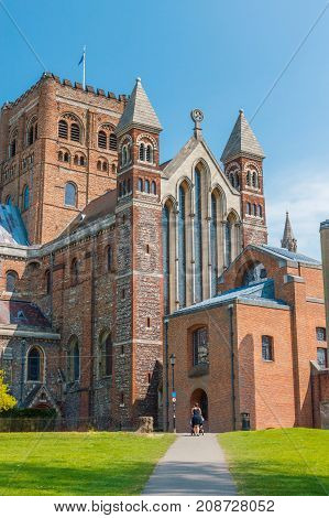 Cathedral And Abbey Church Of Saint Alban In St.albans England Uk