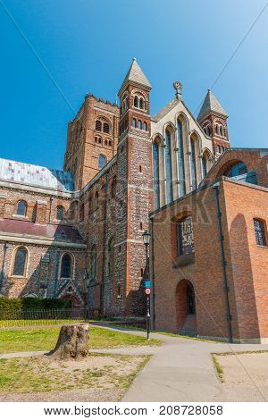 Cathedral And Abbey Church Of Saint Alban In St.albans England Uk
