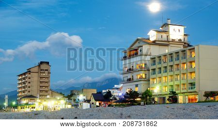 hotels on the seafront view of the mountain of daisen Kaike onsen Yonago 3Japan 9.07.2017
